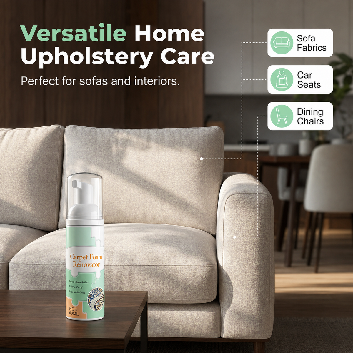 Waterless Carpet Foam Stain Remover with Towel