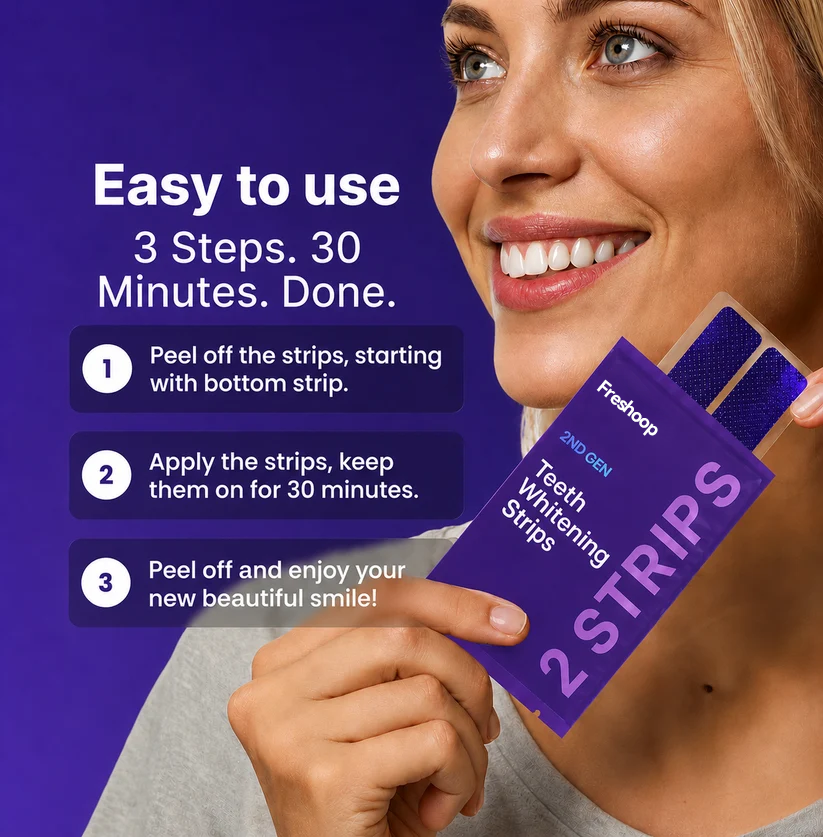 How to use Freshoop teeth whitening strips