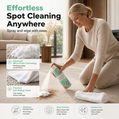 Waterless Carpet Foam Stain Remover with Towel