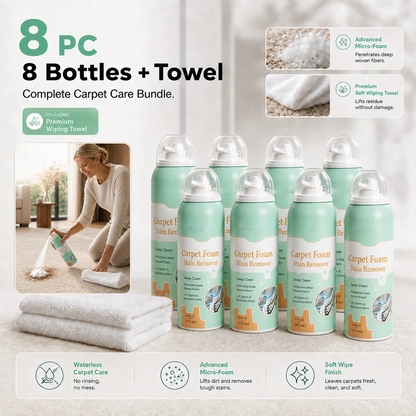 Waterless Carpet Foam Stain Remover with Towel