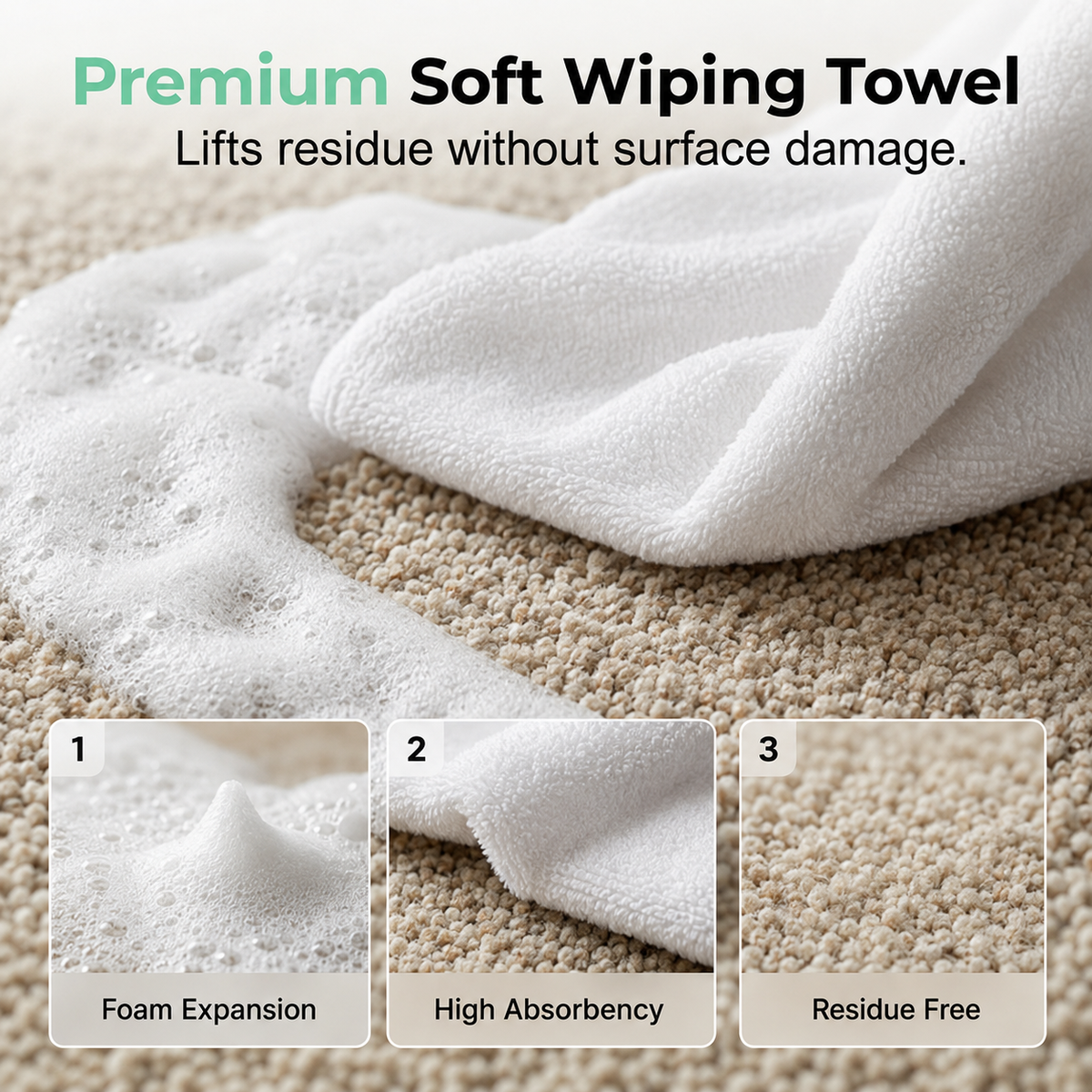 Waterless Carpet Foam Stain Remover with Towel
