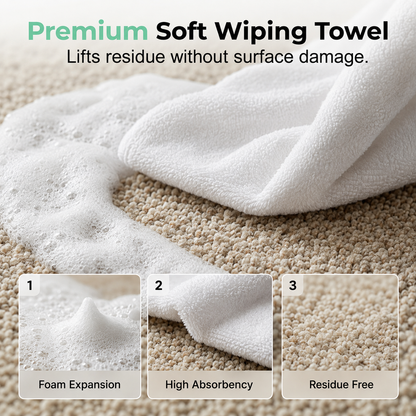 Waterless Carpet Foam Stain Remover with Towel