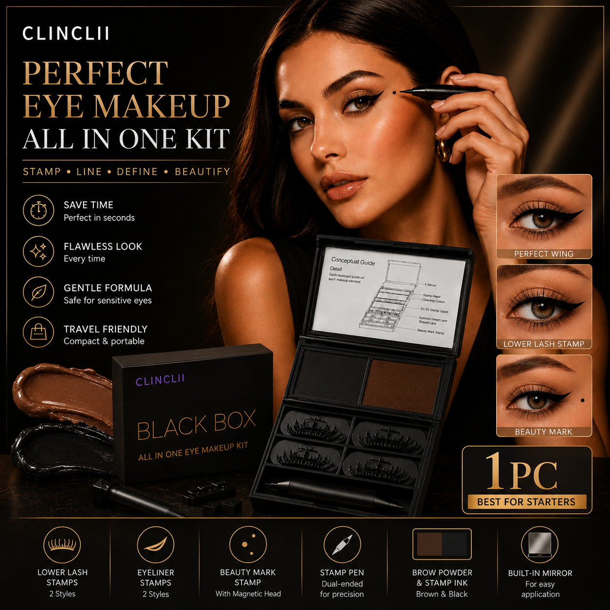 ✨ 3-in-1 Eye Makeup Stamp Kit – Create Perfect Eyeliner, Lash Looks & Beauty Marks in Seconds 💕