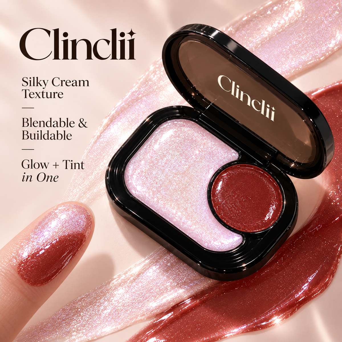 Clinclii 2-in-1 Glow Balm — Eyes, Lips & Cheeks in Seconds ✨