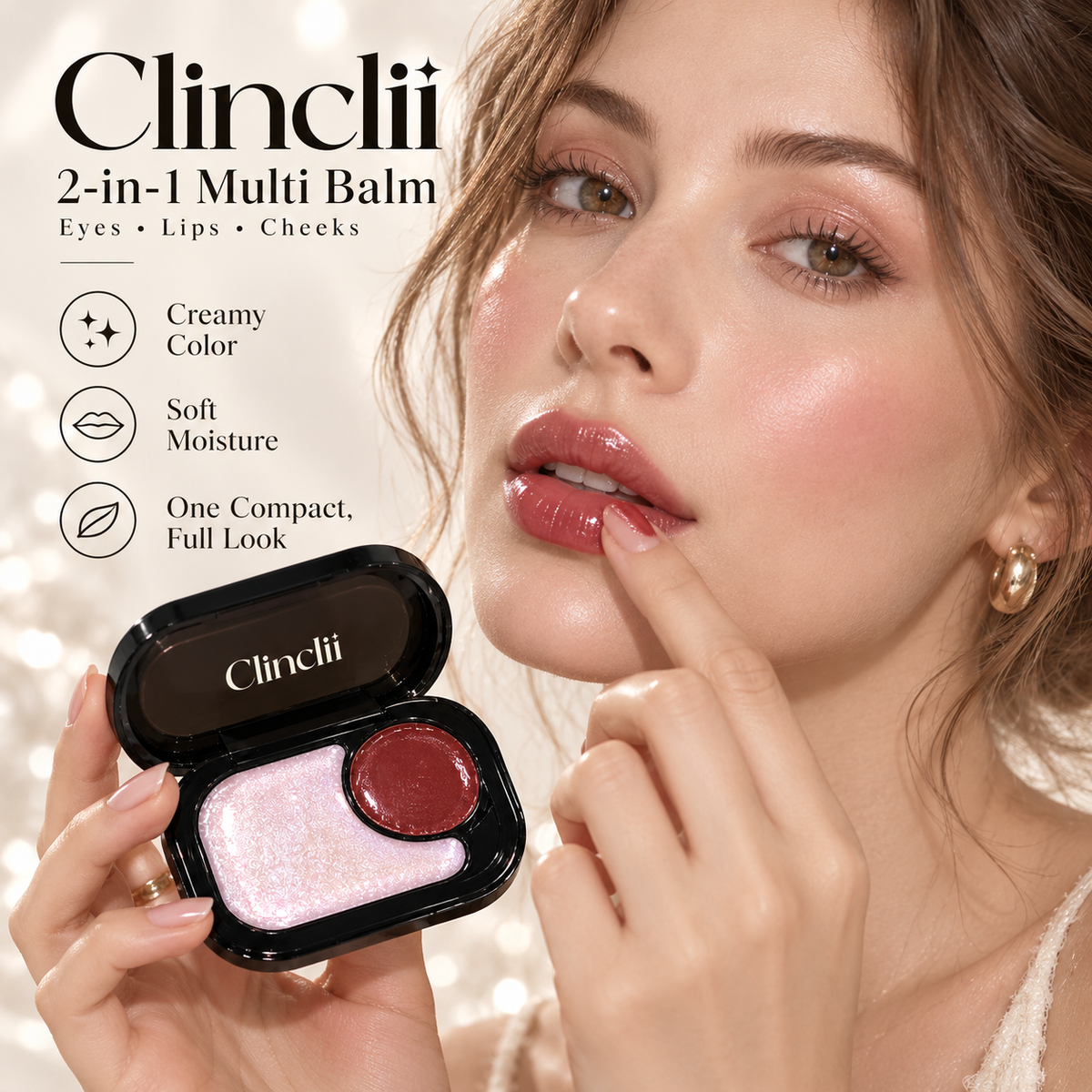 Clinclii 2-in-1 Glow Balm — Eyes, Lips & Cheeks in Seconds ✨