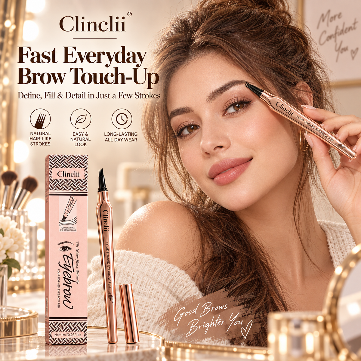 ✏️ BUY 1 GET 1 FREE! ✨ 3D Microblading Eyebrow Pencil – 4-Prong Tip, Waterproof & Natural Hair-Like Strokes 🖌️