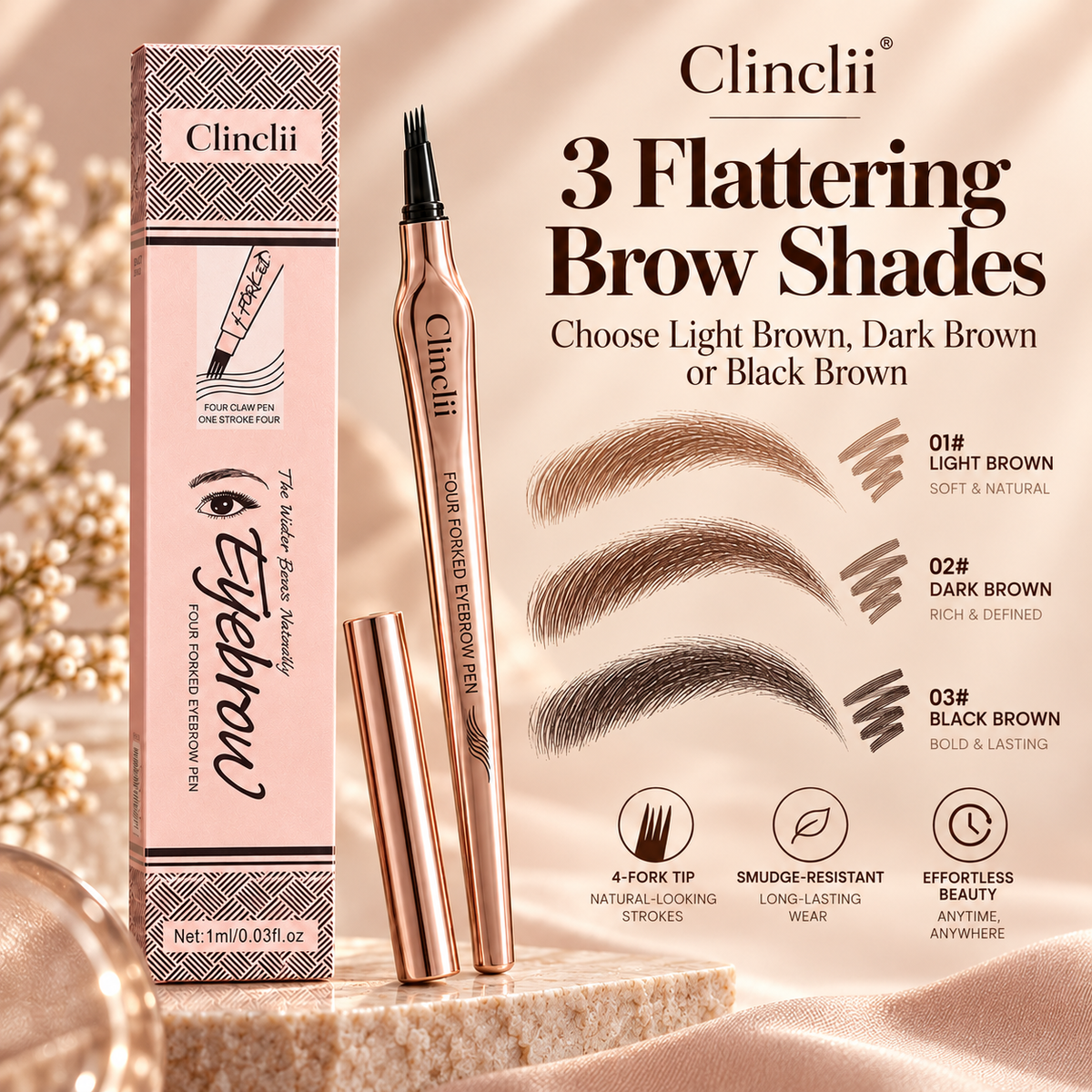 ✏️ BUY 1 GET 1 FREE! ✨ 3D Microblading Eyebrow Pencil – 4-Prong Tip, Waterproof & Natural Hair-Like Strokes 🖌️