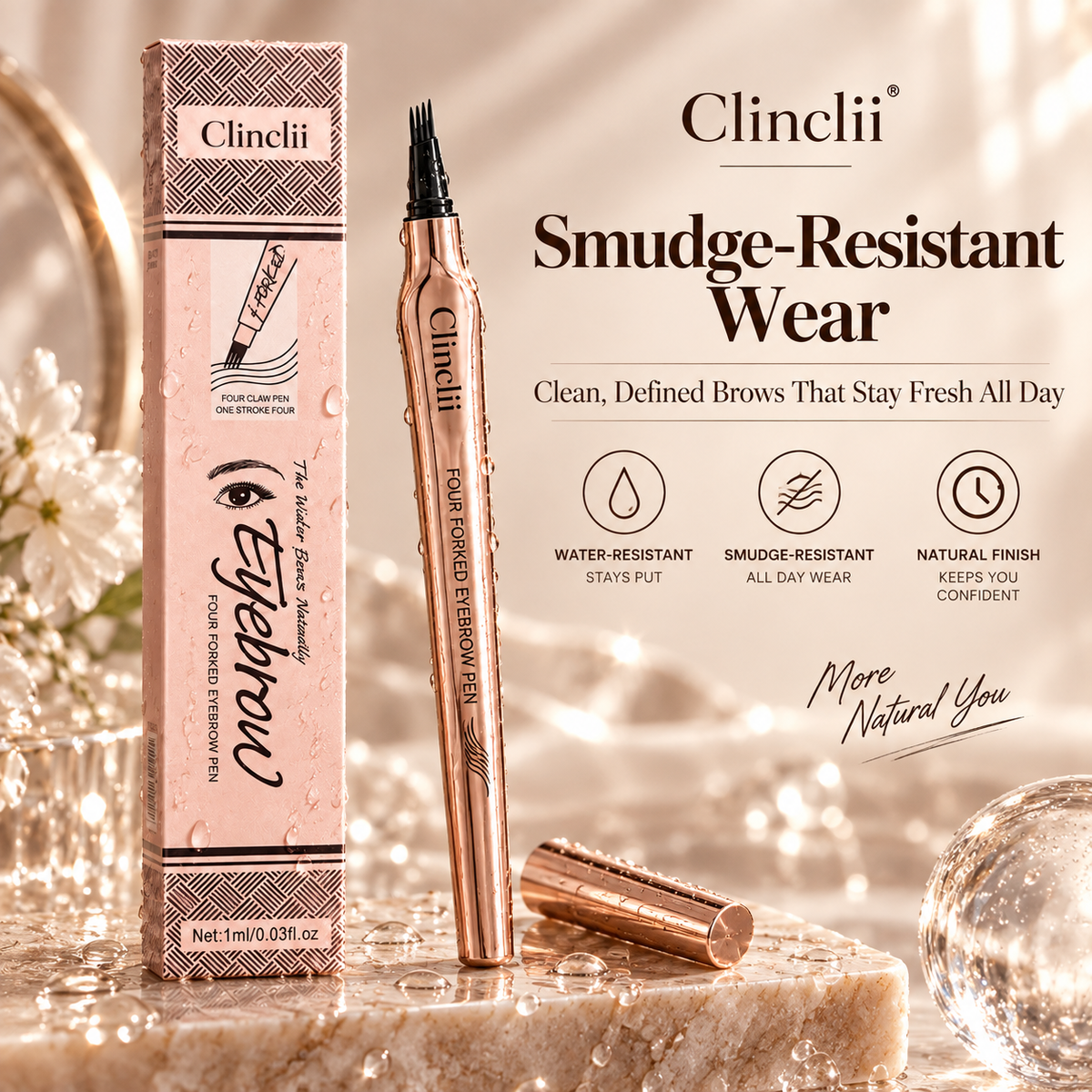 ✏️ BUY 1 GET 1 FREE! ✨ 3D Microblading Eyebrow Pencil – 4-Prong Tip, Waterproof & Natural Hair-Like Strokes 🖌️