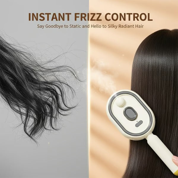 3-IN-1 Essential Oil Spa Brush Electric Mist Detangling Comb for Frizz-Free Hair & Healthy Scalp Care