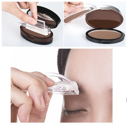 🖌️2-Color Waterproof Eyebrow Stamp Powder Kit, Smudge-Proof Quick Natural Full Brow Makeup with Dual-End Brush