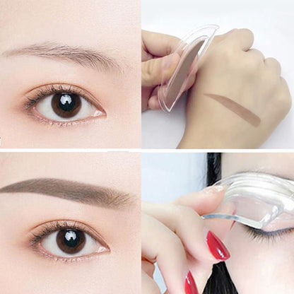 🖌️2-Color Waterproof Eyebrow Stamp Powder Kit, Smudge-Proof Quick Natural Full Brow Makeup with Dual-End Brush