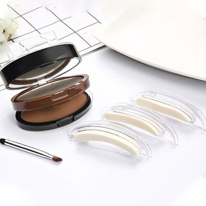 🖌️2-Color Waterproof Eyebrow Stamp Powder Kit, Smudge-Proof Quick Natural Full Brow Makeup with Dual-End Brush
